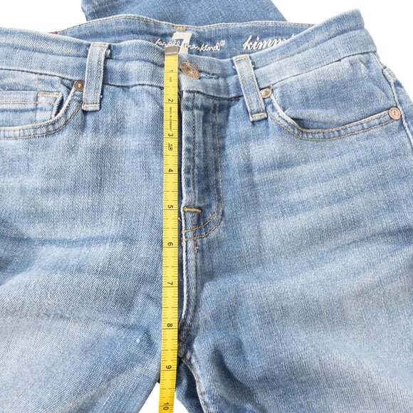 7 For All Mankind Kimmie Crop W 25 L 24 Straight Leg Light Faded Denim Casual - Picture 6 of 11
